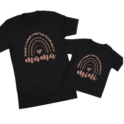 Mama And Mini Leopard Rainbow Matching T Shirt, Matching Mommy And Daughter Leopard Shirts ET0946