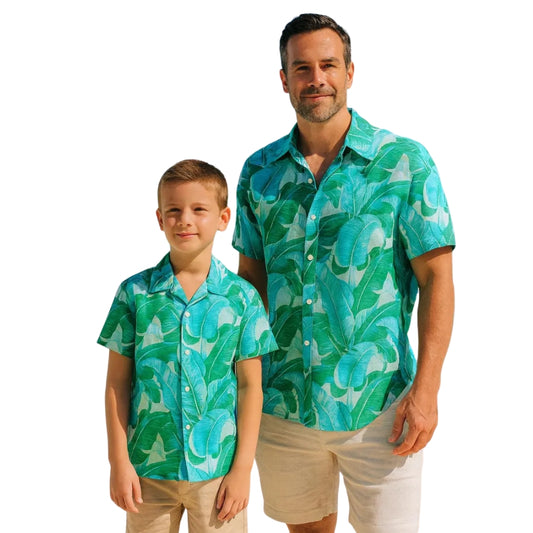 Matching Tropical Blue Green Family Hawaiian Shirts, Family Tropical Hawaiian Shirts ET0638
