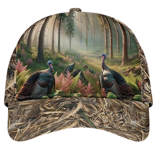 Turkey Hunting 3D Baseball Cap With Name, Turkey Chicken Caps Hats CP0183