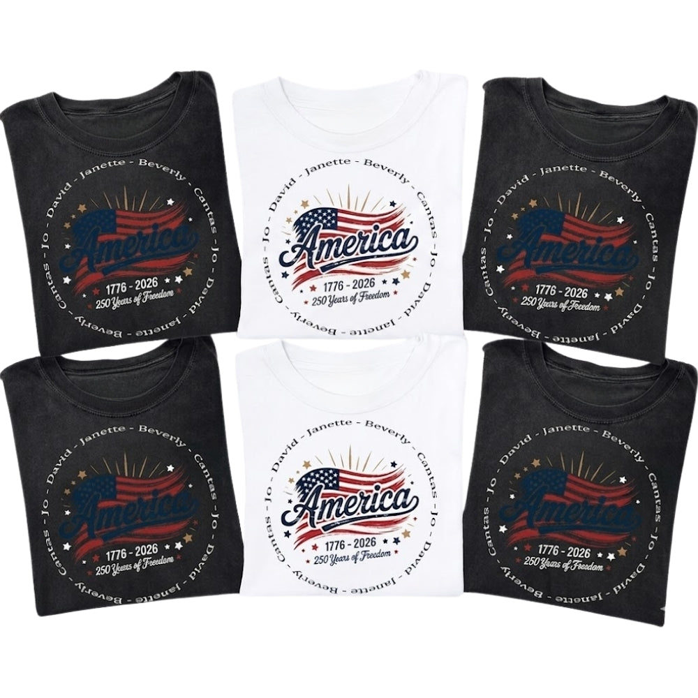 250th Years Of Freedom Custom Name Matching Family T Shirts, Custom Family 4th Of July Matching Shirts  ET0631