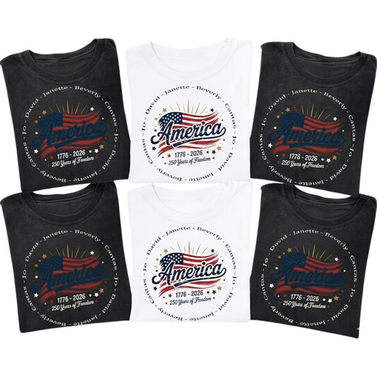 250th Years Of Freedom Custom Name Matching Family T Shirts, Custom Family 4th Of July Matching Shirts  ET0631