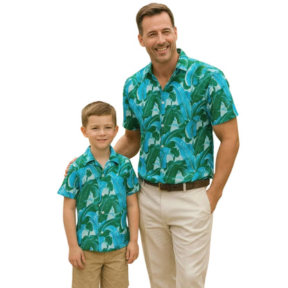 Matching Tropical Blue Green Family Hawaiian Shirts, Family Tropical Hawaiian Shirts ET0638