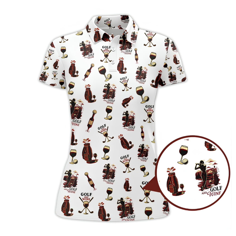 Golf And Wine Women's Golf Polo Shirt, Wine Golf Shirts For Ladies GZ0242