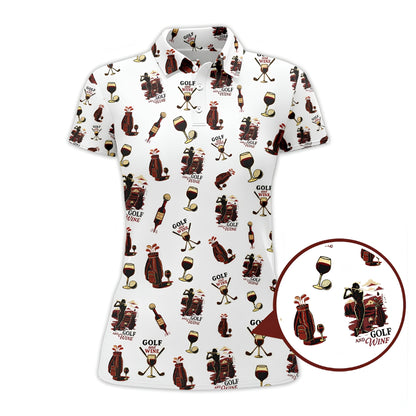 Golf And Wine Women's Golf Polo Shirt, Wine Golf Shirts For Ladies GZ0242