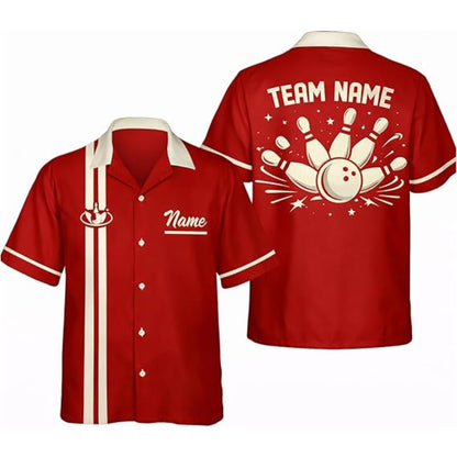 Custom Vintage Black Beige Hawaiian Bowling Shirt Men, Custom Vintage Bowling Team Shirts BZ0380
