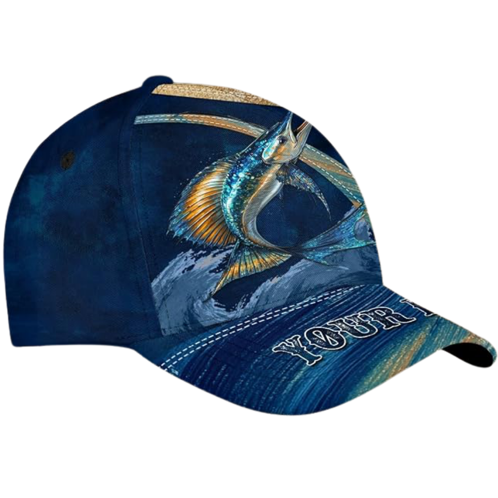 Custom Marlin Fishing Blue Baseball Cap, Custom Marlin Fishing Lovers Caps Hats CP0530