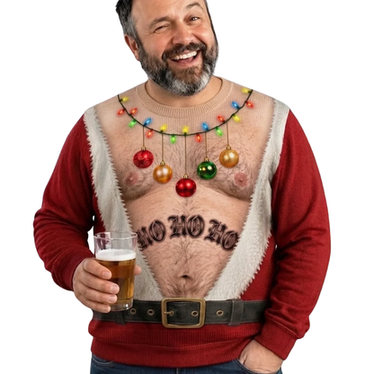 Fat Belly Santa Christmas Ugly Sweater, Funny Christmas Sweatshirt For Dad Husband 2D1208