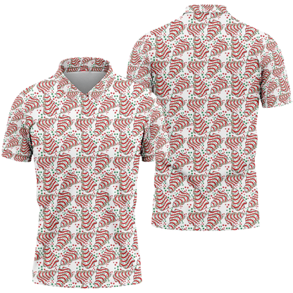 Men's Xmas Tree Cake Golf Polo Shirt Red White, Christmas Golf Shirts GZ0345