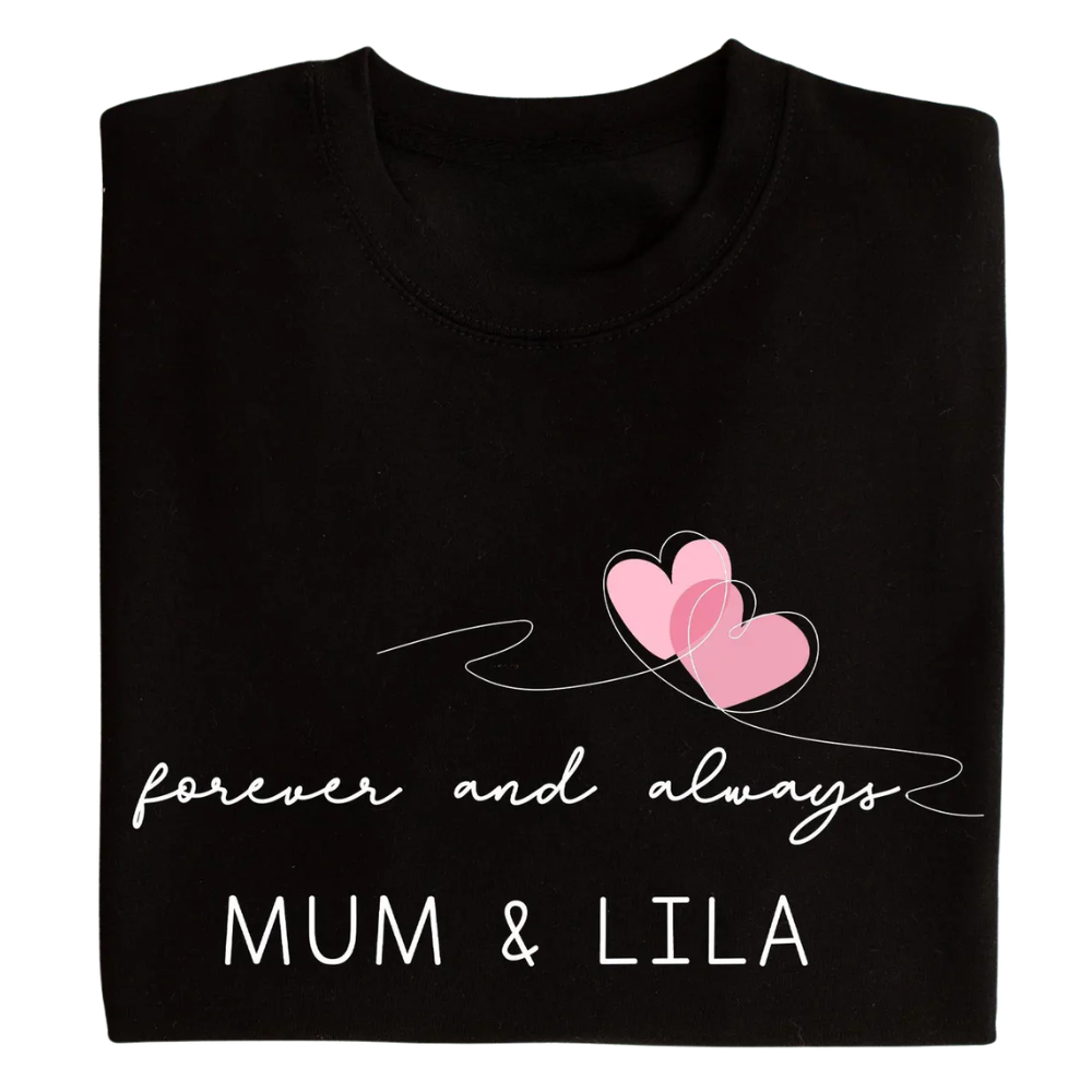 Forever And Always Heart Personalized Mommy And Me Sweatshirt Matching, Custom Mother And Child Sweatshirts ET1447