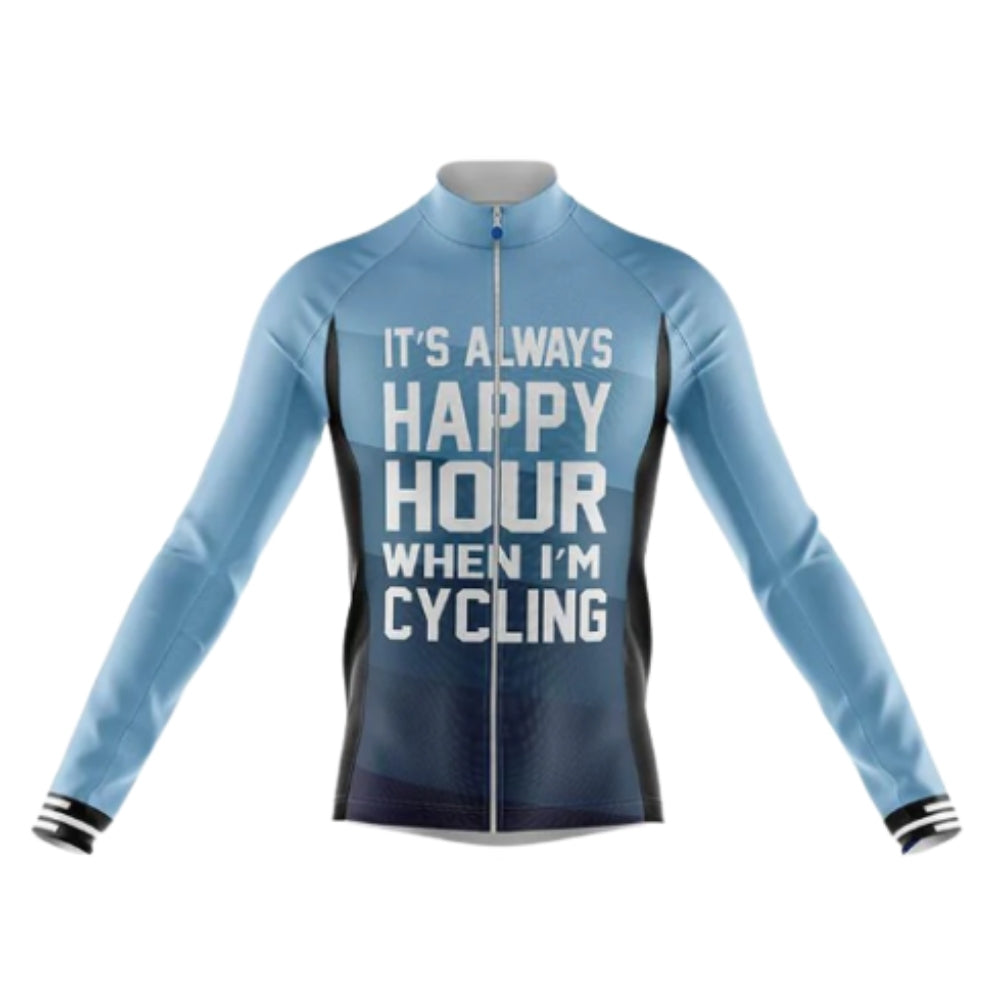 It's Always Happy Hour Hour When I'm Cycling Cycling Long Sleeve Jersey For Men, Funny Cycling Jerseys CG0730
