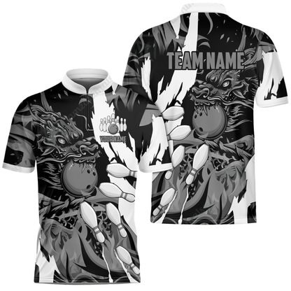 Custom Dragon Flame Bowling Mens Jersey Yellow White, Custom Dragon Team Bowling Shirts BZ0574