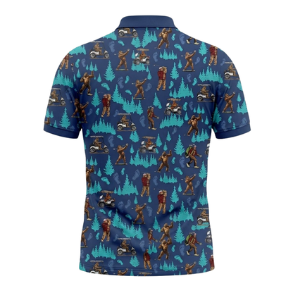 Bigfoot Blue Forest Golf Polo Shirts For Men, Tropical Bigfoot Sasquatch Golf Shirts GZ0328
