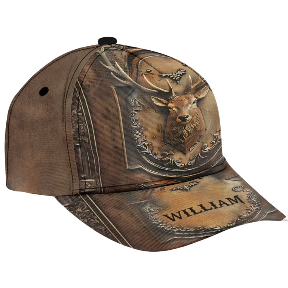 Custom Deer Hunting Brown Baseball 3D Printed Cap, Personalized Deer Hunter Hat CP0618