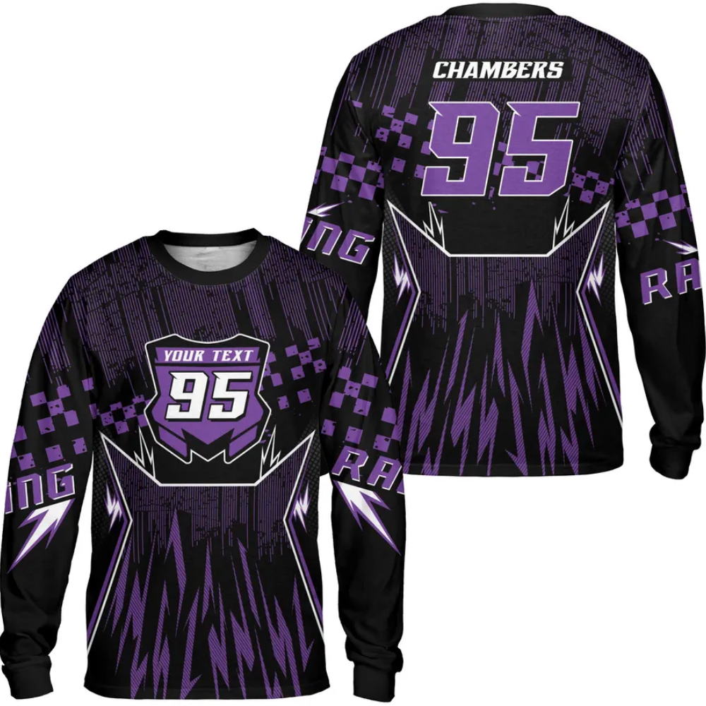 Personalized Mens Black Red Dirt Bike Jersey Long Sleeve, Custom Racing Dirt Bike Shirts MZ0108