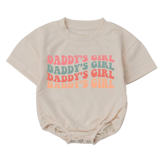 Retro Daddy's Girl Baby T Shirt Bubble Romper, Baby Girl Romper For Dad Father BB0065