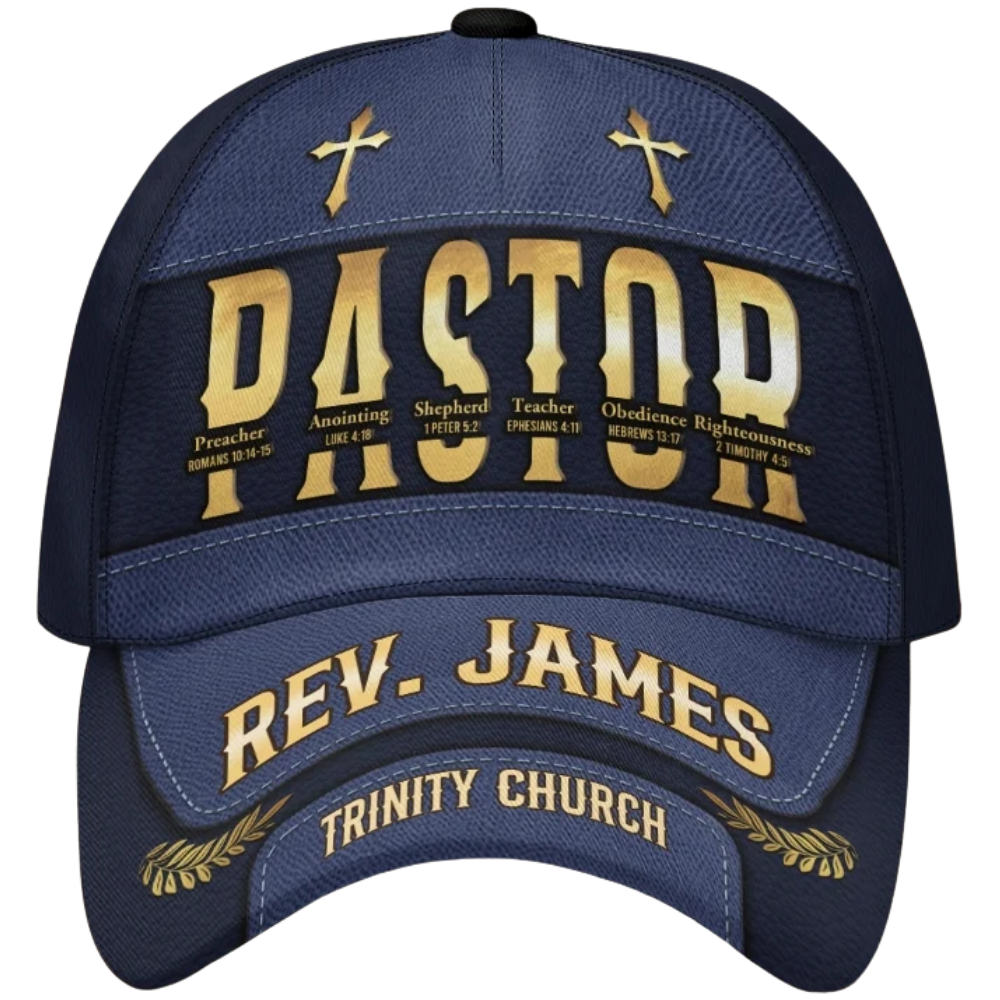 Personalized Pastor Baseball 3D Printed Cap, Custom Pastor Hats With Church Name CP0583