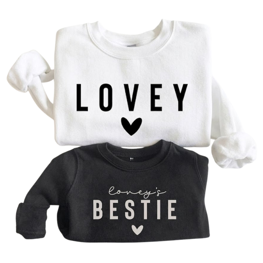 Lovey And Lovey's Bestie Family Matching Sweatshirt, Daddy Mommy And Me Sweatshirt Matching ET1429