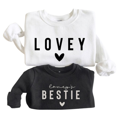 Lovey And Lovey's Bestie Family Matching Sweatshirt, Daddy Mommy And Me Sweatshirt Matching ET1429