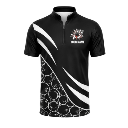 Custom Team Black Bowling Jersey For Men, Custom Team Bowling Shirt BZ1084