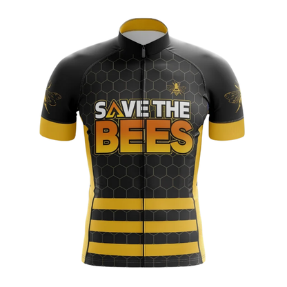 Save The Bees Cycling Short Sleeve Jersey For Men, Bee Lovers Black And Yellow Cycling Jersey CG0856