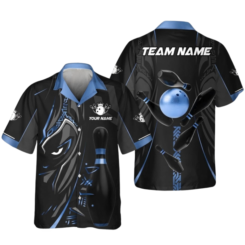 Custom Maori Tribal Black Golden Bowling Hawaiian Shirt, Custom Tribal Bowling Team Shirts Mens BZ0585