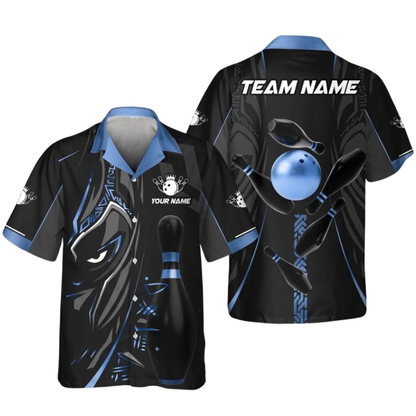 Custom Maori Tribal Black Golden Bowling Hawaiian Shirt, Custom Tribal Bowling Team Shirts Mens BZ0585