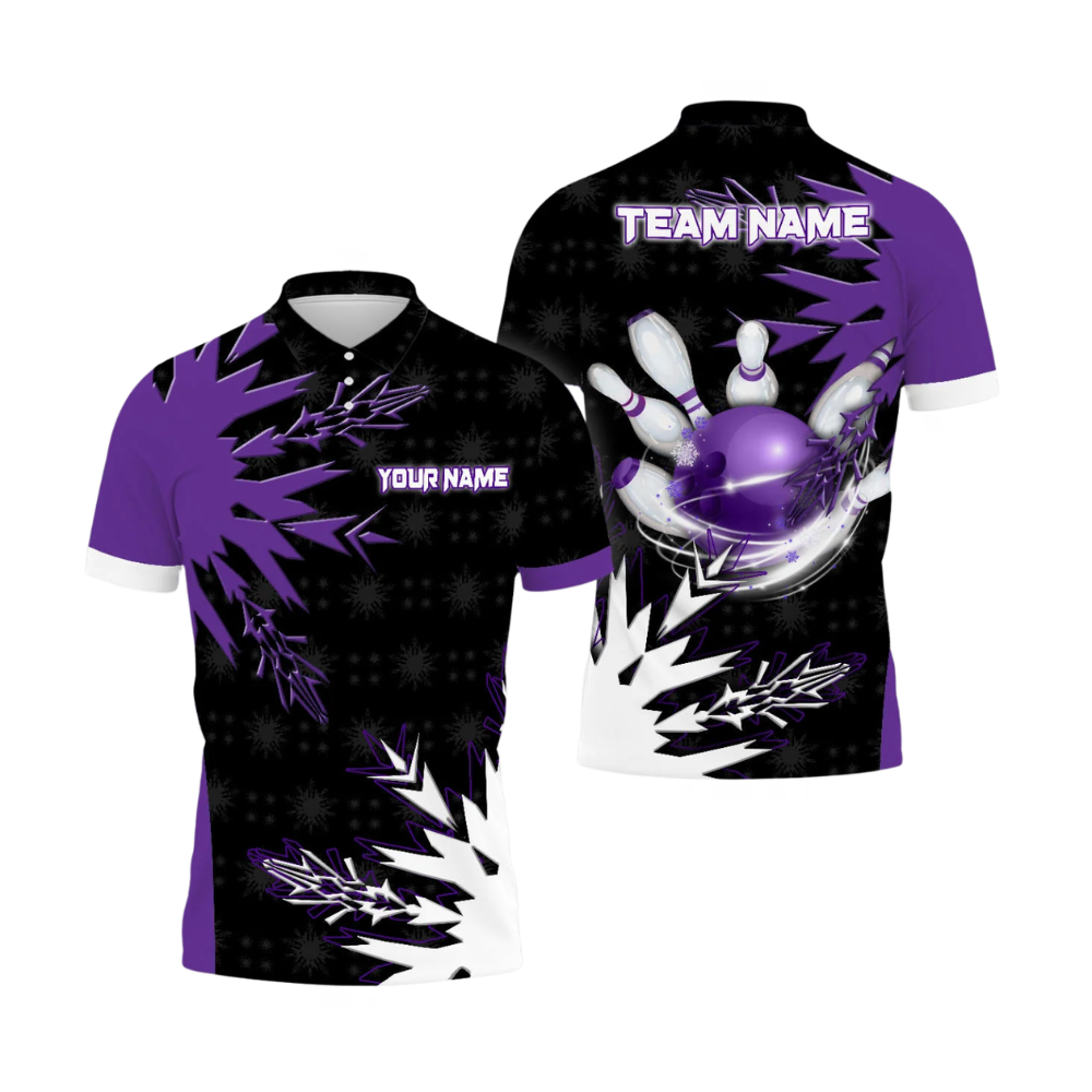 Custom Team Black And Red Bowling Mens Polo Shirts, Custom Team Bowling Shirts BZ1075