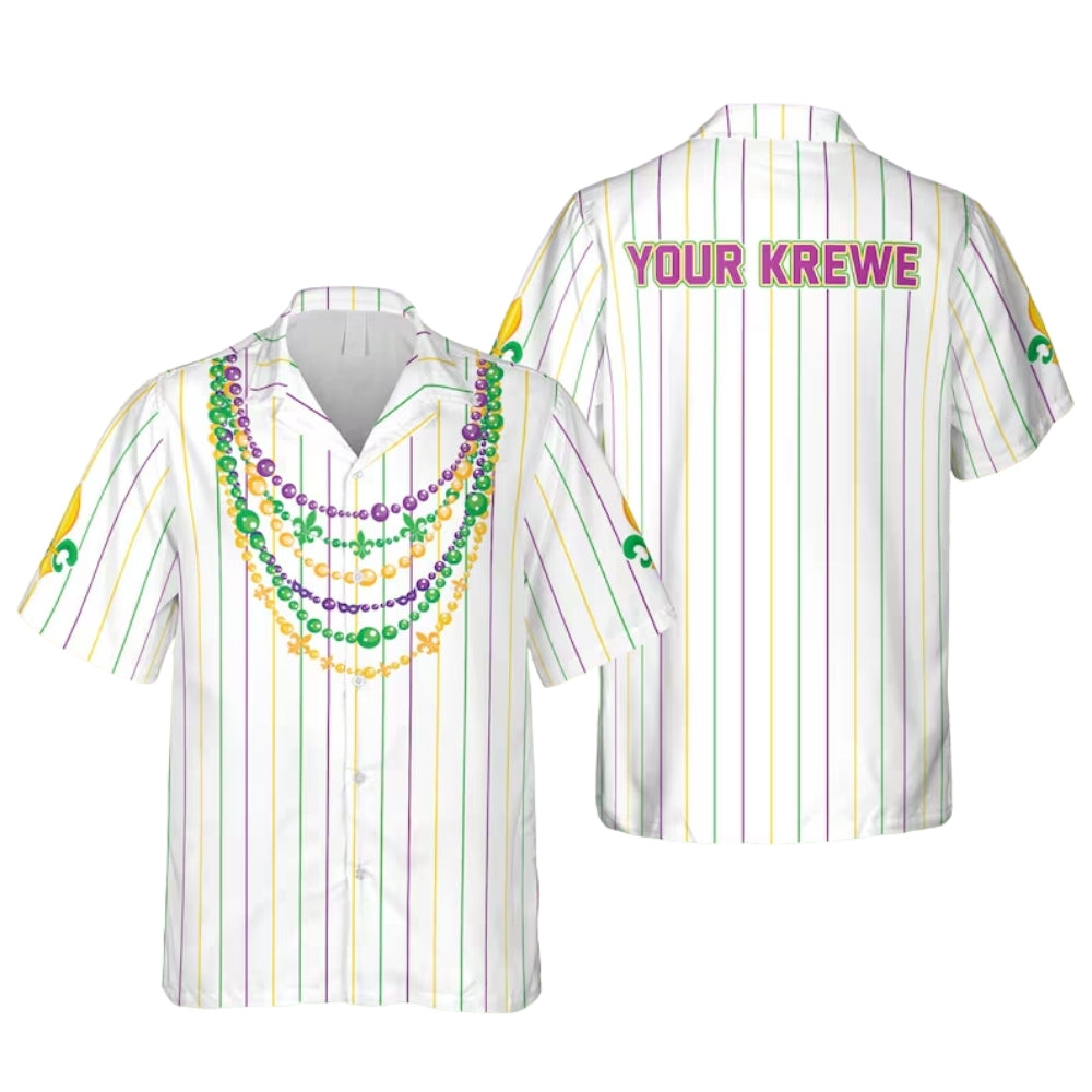 Custom Mardi Gras Hawaiian Shirt With Krewe Name, Custom Mardi Gras Hawaiian Shirts HE0005