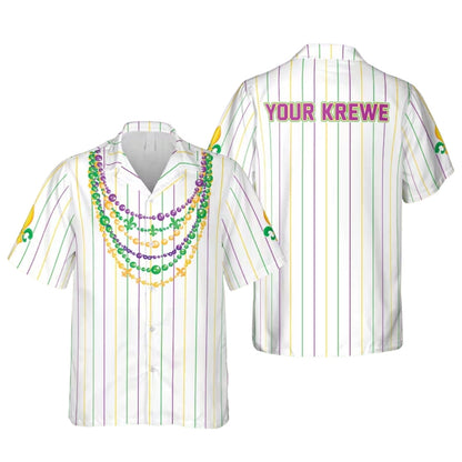 Custom Mardi Gras Hawaiian Shirt With Krewe Name, Custom Mardi Gras Hawaiian Shirts HE0005
