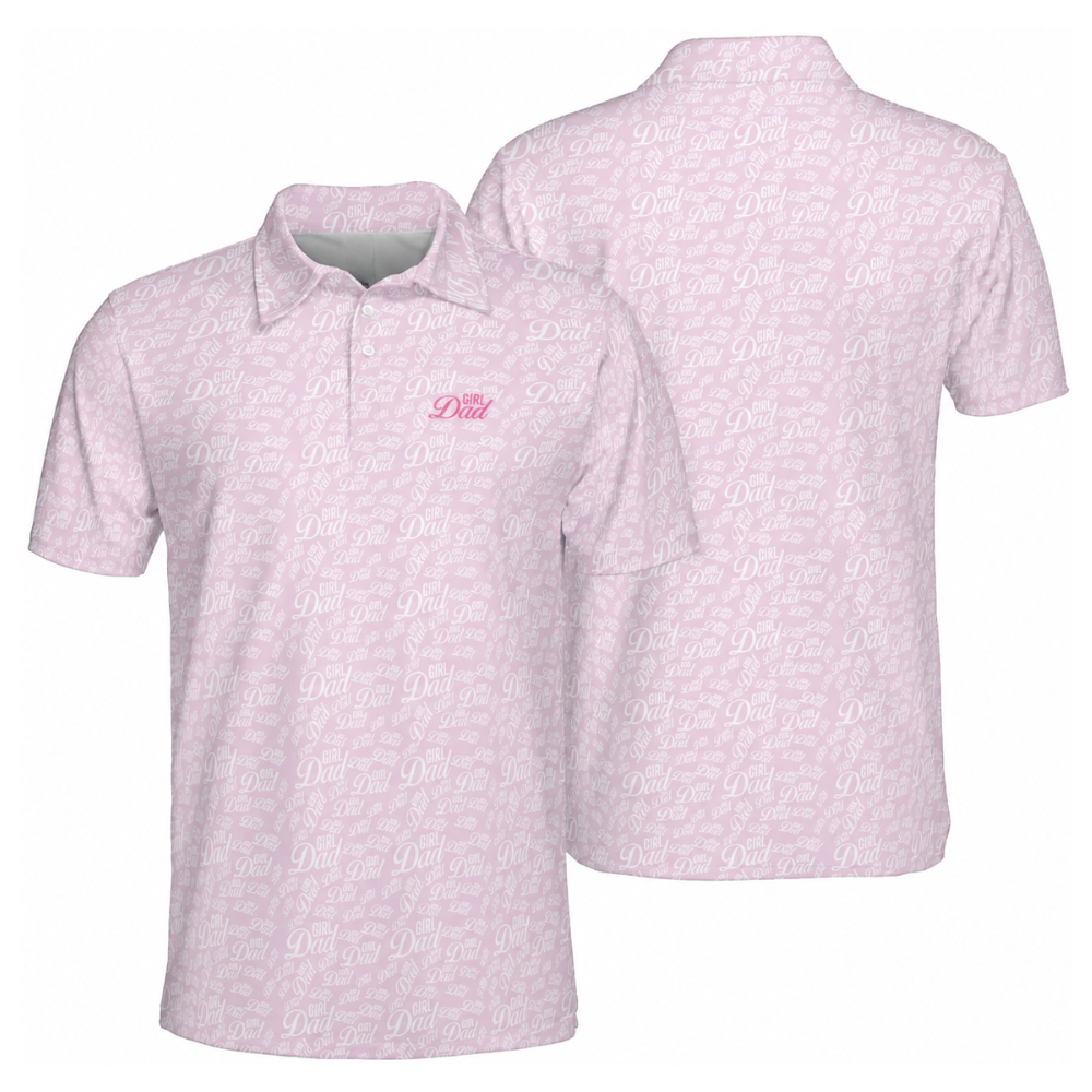 Girl Dad Pink Golf Polo Shirt For Men, Father Day Golf Shirts For Dad With Daughter GE0463
