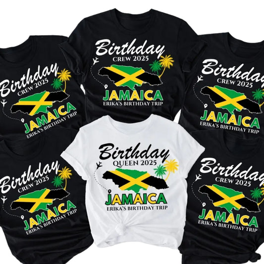 Custom Birthday Jamaica Trip Matching Family T Shirts, Personalized Jamaica Vacation Family Shirts For Birthday ET0777