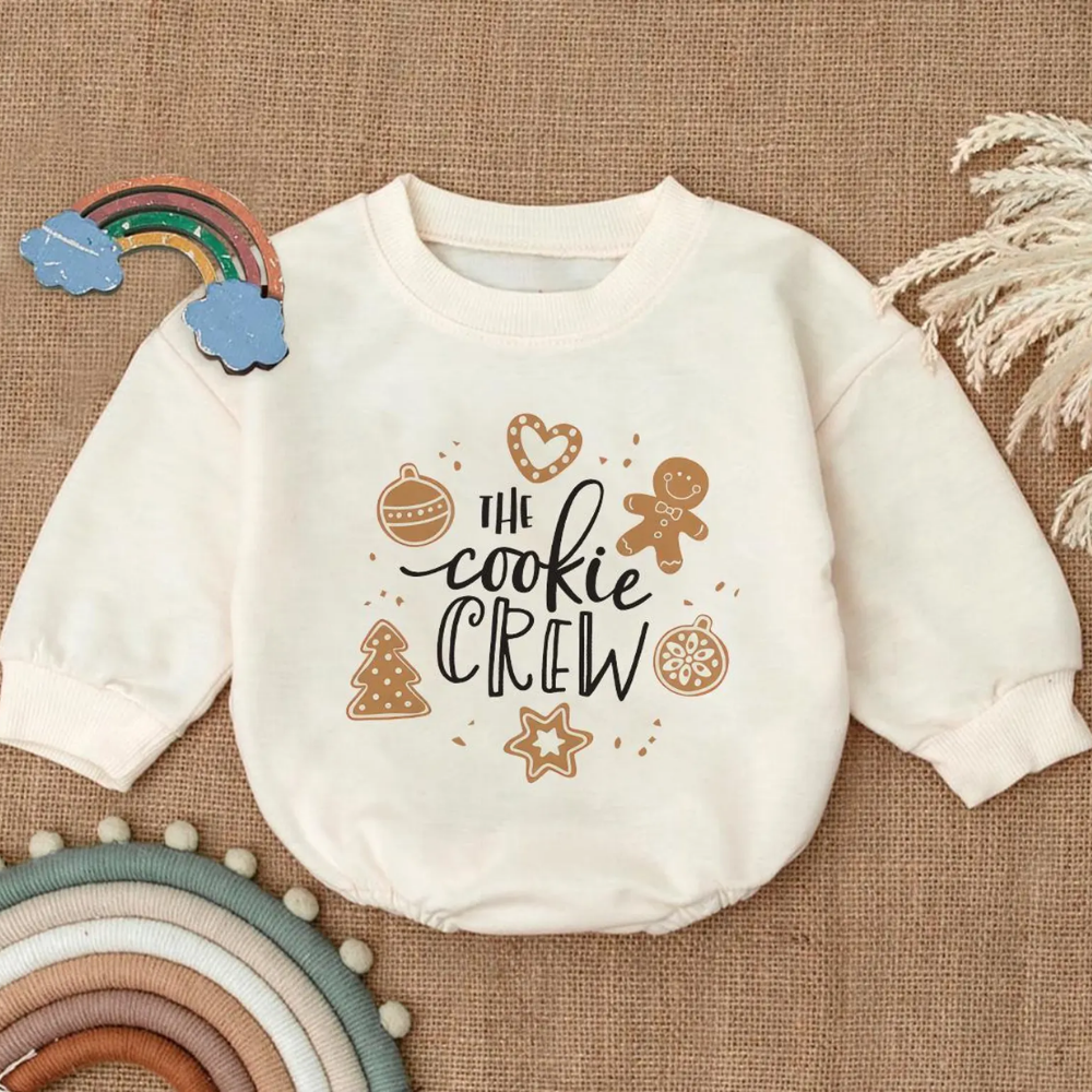 The Cookie Crew Christmas Baby Romper Sweatshirt, Baby Christmas Romper Sweatshirt BB0114