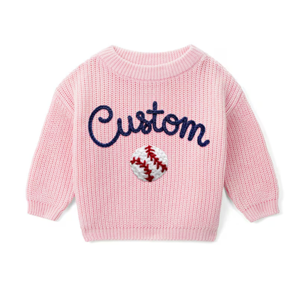 Personalized Baseball Baby Embroidered Sweater, Custom Baby Baseball Lover Sweatshirt BB0319