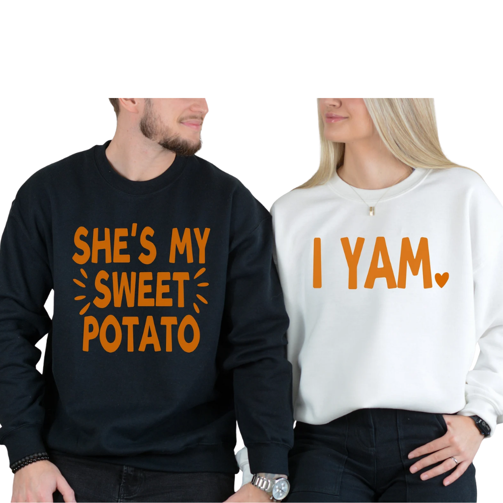 She's My Sweet Potato I Yam Couple Matching Sweatshirt, Thanksgiving Matching His And Her Sweatshirts ET1289