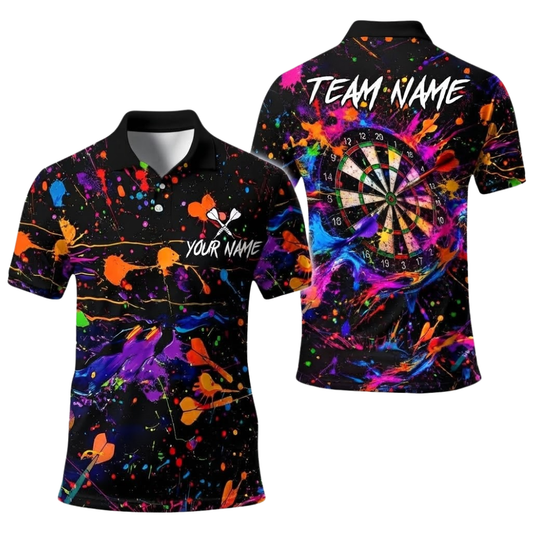 Custom Team Colorful Splash Dart Polo Shirt, Custom Dart Shirt For Men DE0115