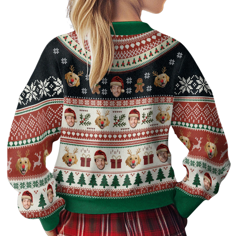 Custom Faces Family Ugly Christmas Sweatshirt, Personalized Photo Christmas Ugly Sweater 2D1282