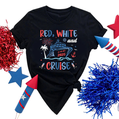 Red White And Cruise Custom Year Matching Family 4th Of July T Shirts, Custom Cruise Trip Family Matching Shirts For July 4th Celebration ET0633