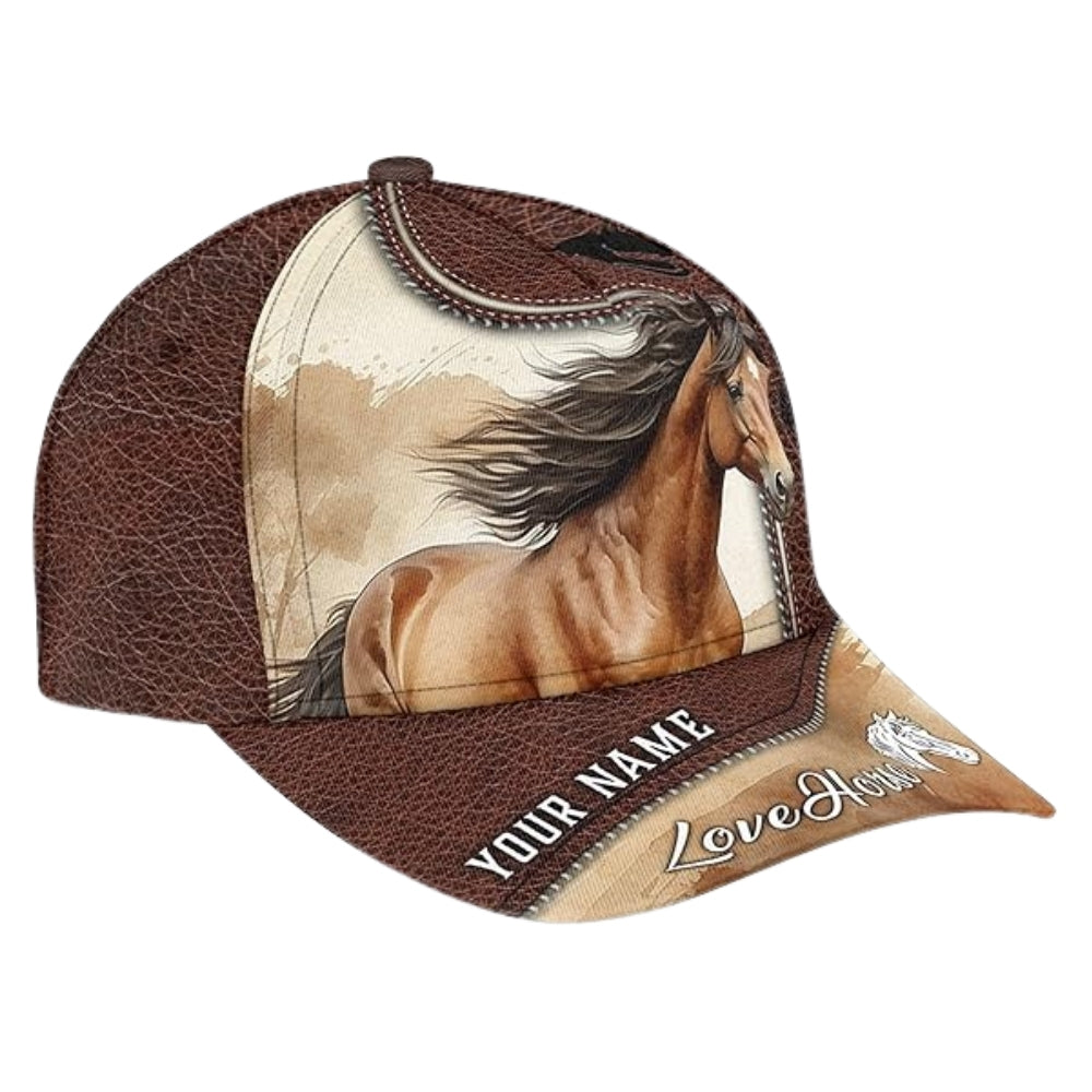 Custom Name Love Horse 3D Baseball Cap, Custom Horse Caps Hats CP0185