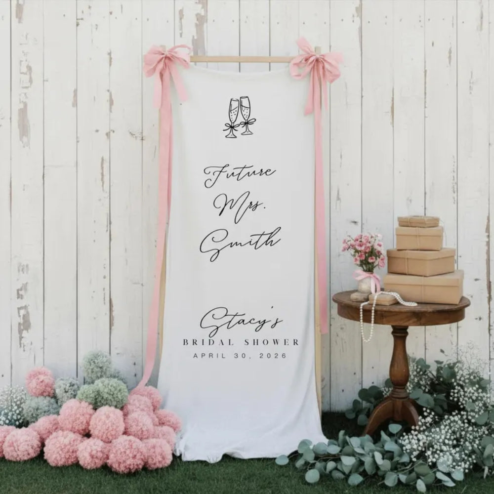 Personalized Future Mrs Bridal Shower Fabric Welcome Banner, Personalized Bridal Shower Welcome Banner WD0259