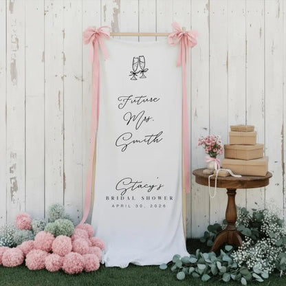 Personalized Future Mrs Bridal Shower Fabric Welcome Banner, Personalized Bridal Shower Welcome Banner WD0259