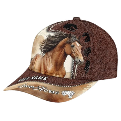 Custom Name Love Horse 3D Baseball Cap, Custom Horse Caps Hats CP0185