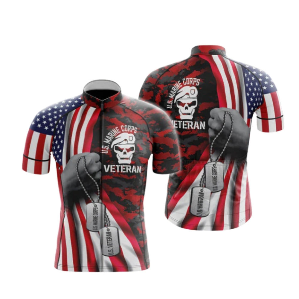 US Navy Veteran USA Flag Short Sleeve Cycling Jersey Men, Veteran US Navy Cycling Jerseys CG0578