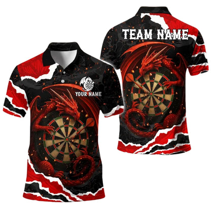 Custom Dragon Black And Purple Darts Polo Shirt For Men, Custom Dragon Dart Team Shirts DE0083