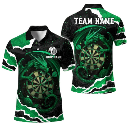 Custom Dragon Black And Purple Darts Polo Shirt For Men, Custom Dragon Dart Team Shirts DE0083