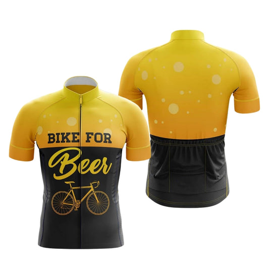 Bike For Beer Men's Black And Yellow Short Sleeve Cycling Jersey For Men, Beer Cycling Jerseys CG0691