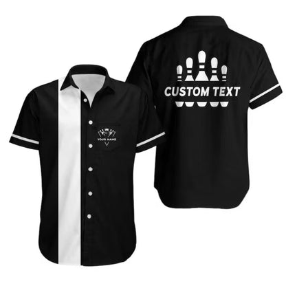 Custom Retro Red Hawaiian Bowling Shirt For Men, Custom Retro Bowling Shirts With Name And Text BE0181
