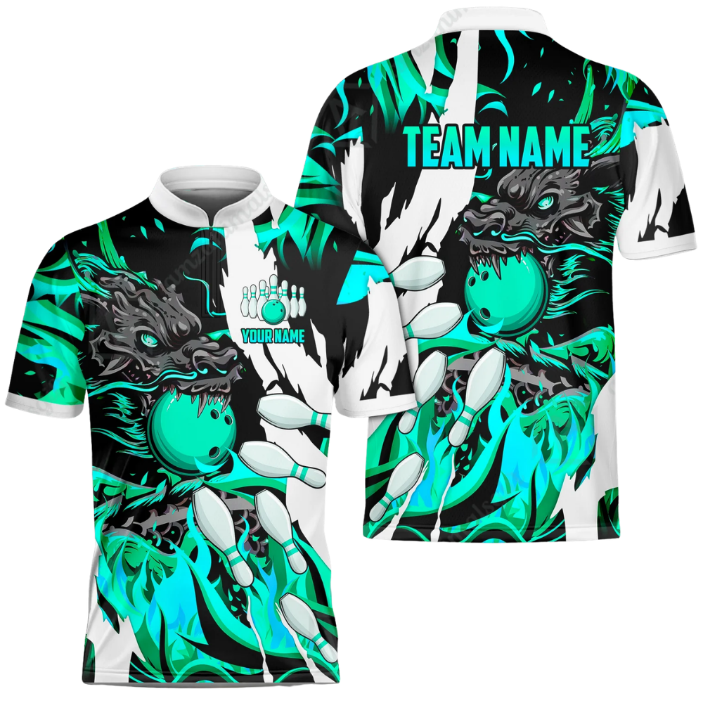 Custom Dragon Flame Bowling Mens Jersey Yellow White, Custom Dragon Team Bowling Shirts BZ0574