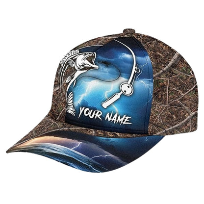 Custom Largemouth Bass Camo 3D Baseball Cap, Custom Bass Fishing Caps Hats CP0202