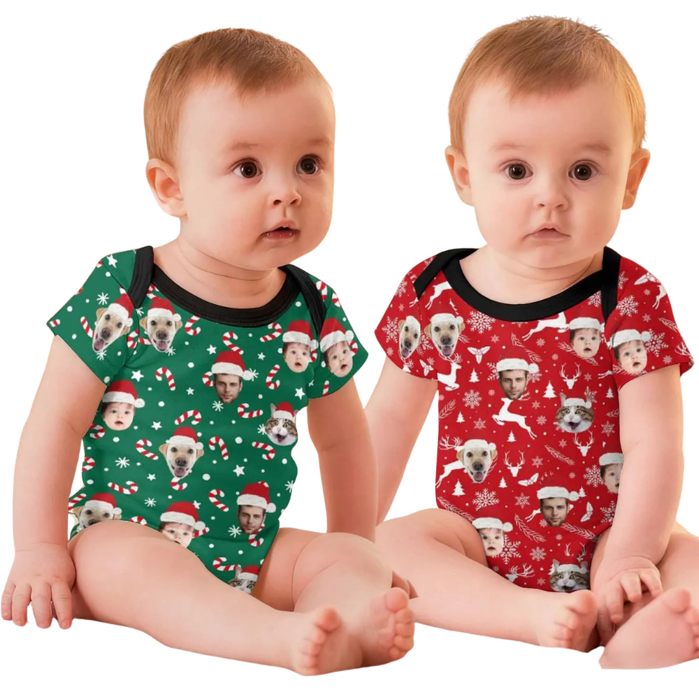Custom Face Christmas Baby 3D Bodysuit, Custom Christmas Bodysuit For Baby BB0322