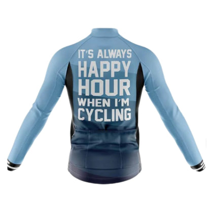 It's Always Happy Hour Hour When I'm Cycling Cycling Long Sleeve Jersey For Men, Funny Cycling Jerseys CG0730